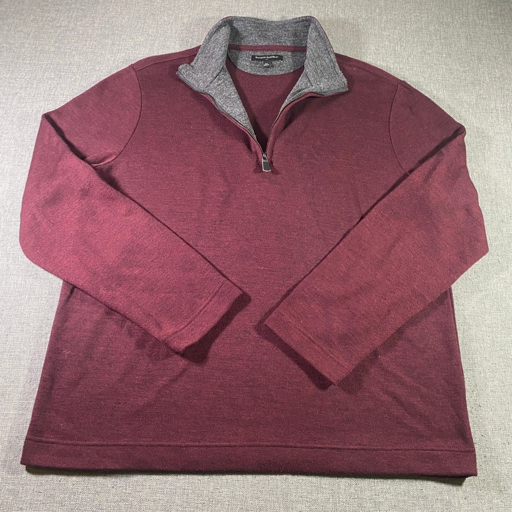 Banana Republic XL Burgundy Heather 1/4 Zip‎ Mock Neck Pullover Sweater Mens